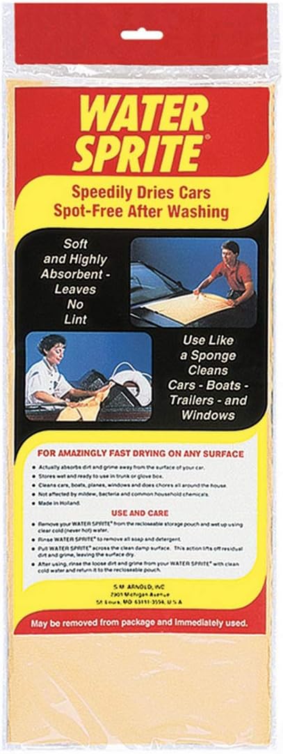 SM Arnold Water Sprite PVA - Paño de secado rápido para detalles de automóviles | Limpia y seca superficies acabadas | Seguro para automóviles, camiones, motocicletas, caravanas, hogar, garaje,