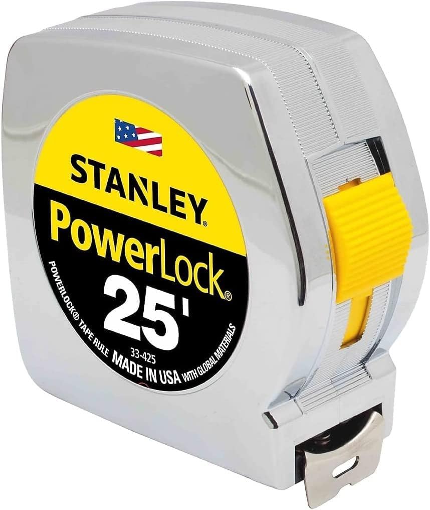 Stanley Hand Tools 33-425 - Cinta métrica profesional PowerLock II de 1 pulgada x 25 pies (usado)