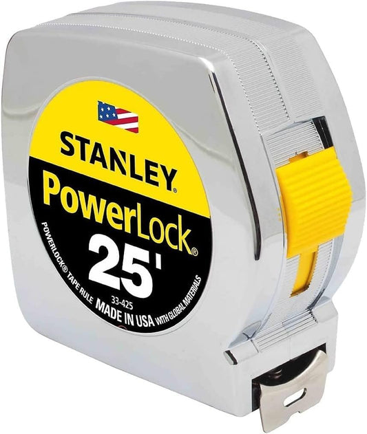 Stanley Hand Tools 33-425 - Cinta métrica profesional PowerLock II de 1 pulgada x 25 pies (usado)