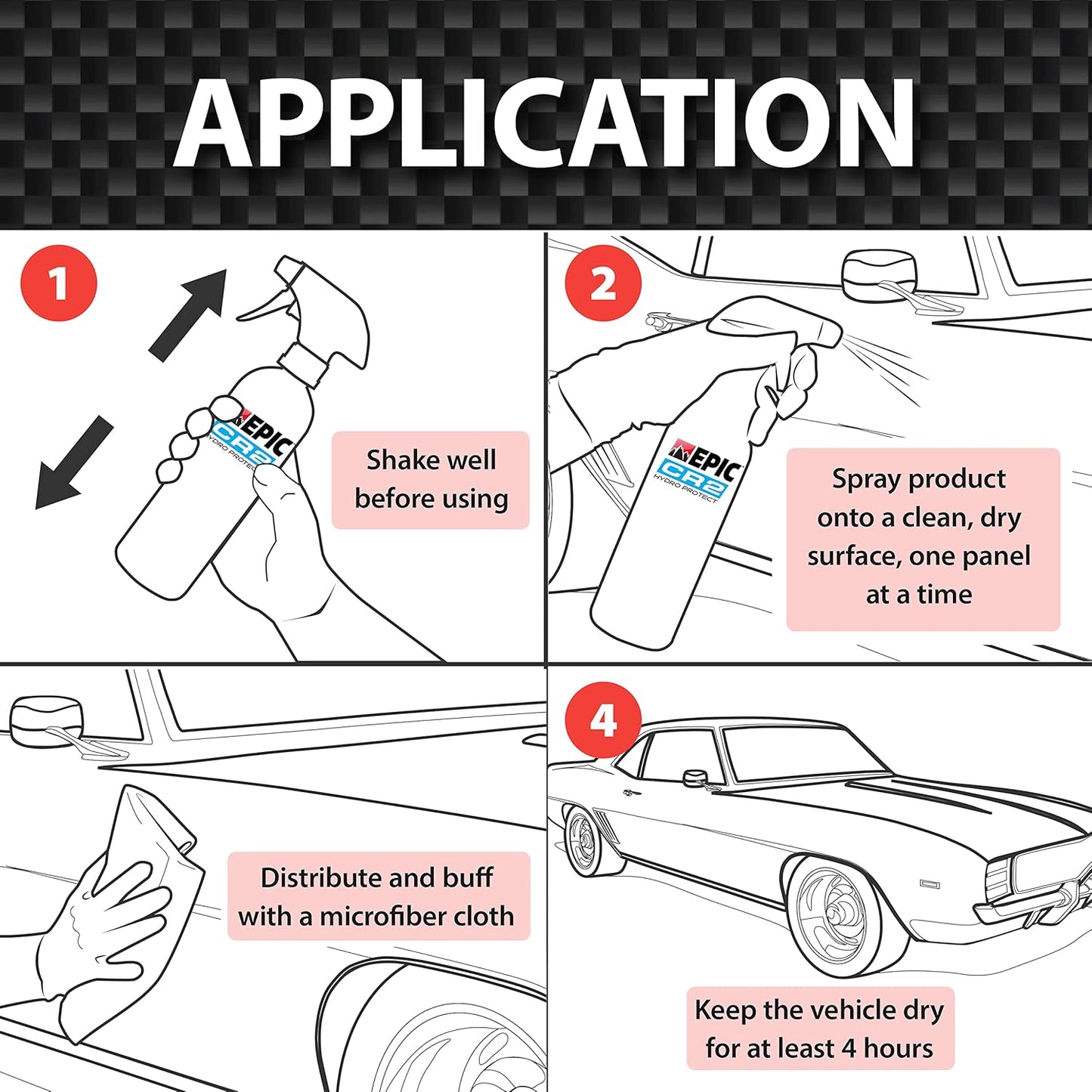 Malco EPIC CR2 Hydro Protect Spray de cerámica – Rejuvenece y protege los acabados exteriores del vehículo/Brillo, protege y embellece tu vehículo/brillo hidrofóbico profundo en todo tipo de